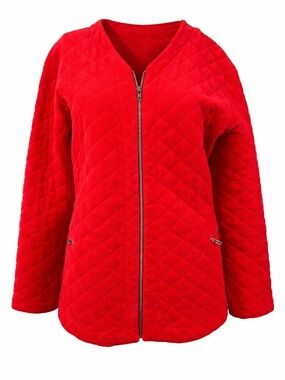 Adrienne Vittadini Sport Red Quilted Zip Jacket – Size M ❤️
